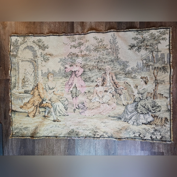 Antique French tapestry wall art vintage